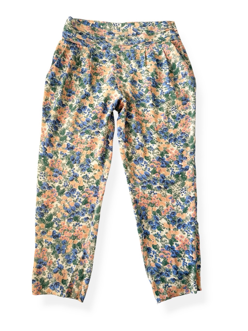 COMPTOIR DES COTONNIERS SILK FLORAL COTTAGECORE VINTAGE INSPIRED PANTS SZ 40 / L - Picture 2 of 5